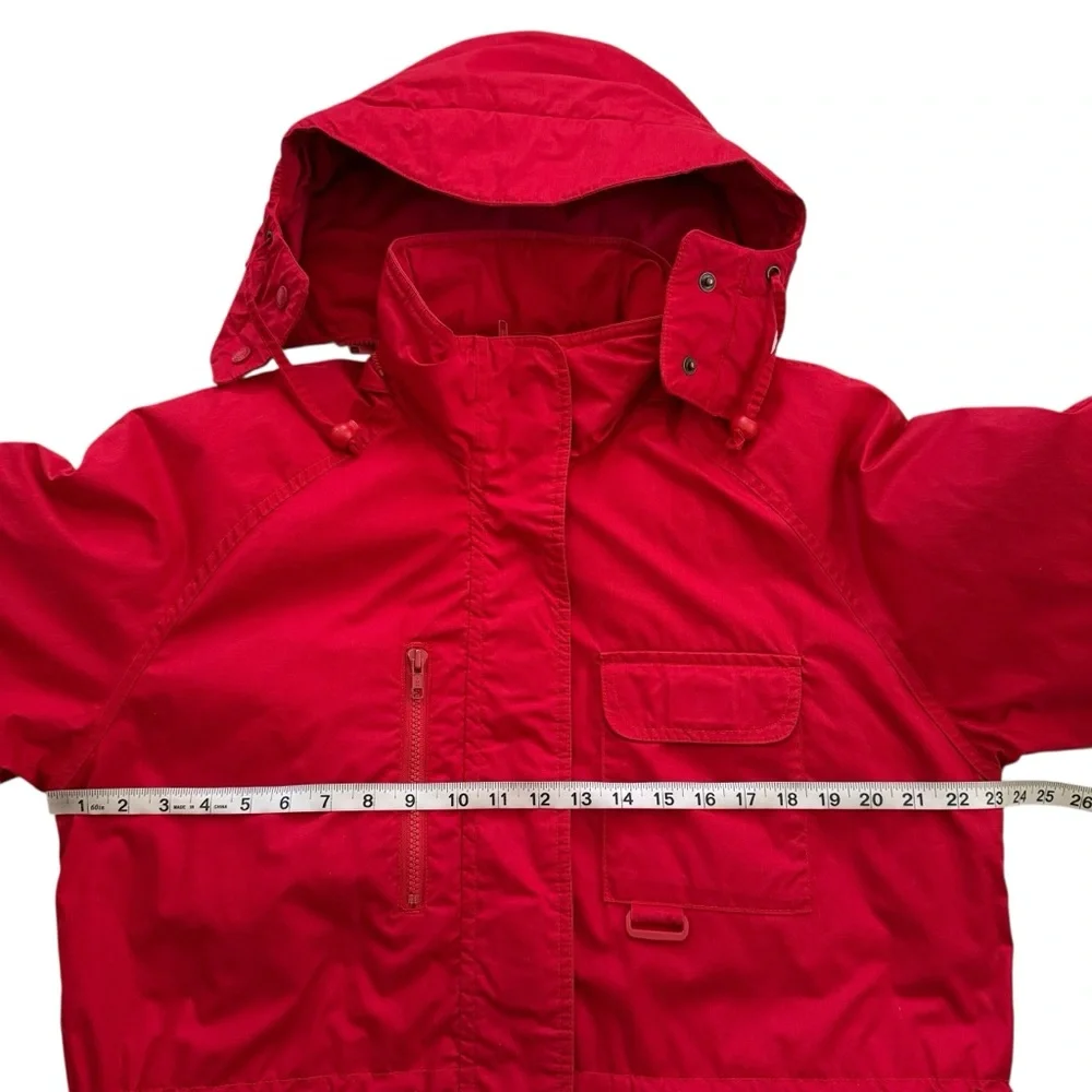 Vintage 90s Eddie Bauer Goose Down Red Snow Insulated Heavy Hooded Jacket Medium - Picture 11 of 15